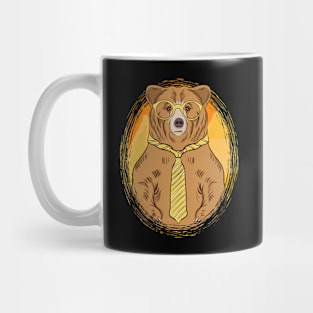 Business Bear in Glasses and Tie graphic for Bear Lover Mug